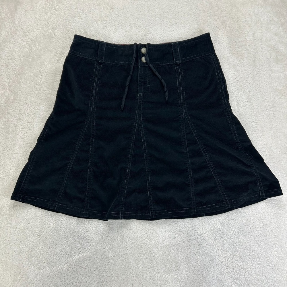 Athleta Whenever Corduroy Short Skirt Womens 2 Black Seamed A-Line Soft Stretch